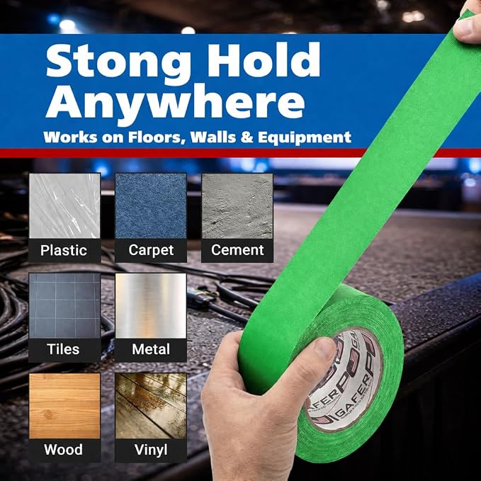 Green Screen Tape – Chroma Key Gaffer Tape for Photography, Video & Film – Non-Reflective Matte Finish, Residue-Free Removal, Strong Hold for Studio, Lighting & Background Setup (Green)