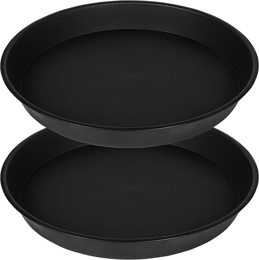 2 Pack of 20 21 inch Plant Saucer Round, Deep Plant Saucers for Pots, Heavy Duty Plastic Plant Drip Tray for Indoors Outdoor, Bird Bath Bowls, Plant Trays for Planter 19-22" (21 inch, Black)