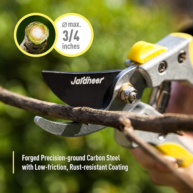 Jardineer 2Pack Hedge Shears & Pruners Set, 23.6'' Hedge Clippers for Trimming Bushes, Thick Branches, Borders, Handhled Shrub Trimmer with High Carbon Steel Wavy-Blade and Ergonomic TPR Grip