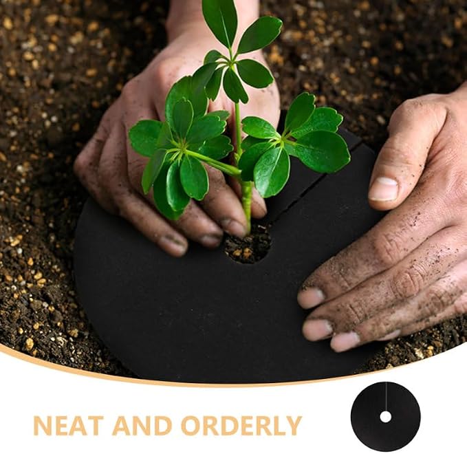 Toddmomy 30Pcs Tree Mulch Rings, 6 Inch Non-Woven Garden Mat for Plant Protection, Breathable Fabric Tree Root Barrier & Soil Cover, Round Protector Mats for Outdoor Plants, Cabbage & Saplings