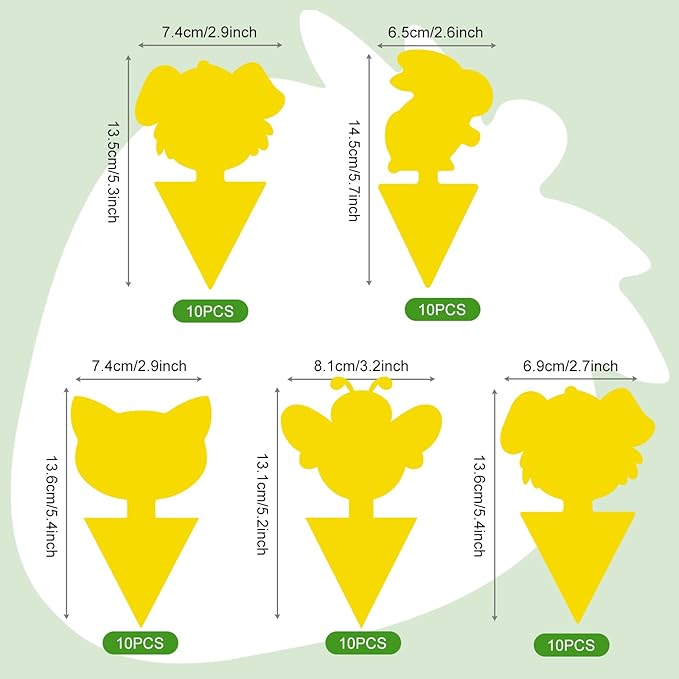 Yellow Sticky Traps for Plant Gnats, 50 Pack Fungus Gnat Trap, Effective Sticky Gnat Traps for Indoor and Outdoor Plants