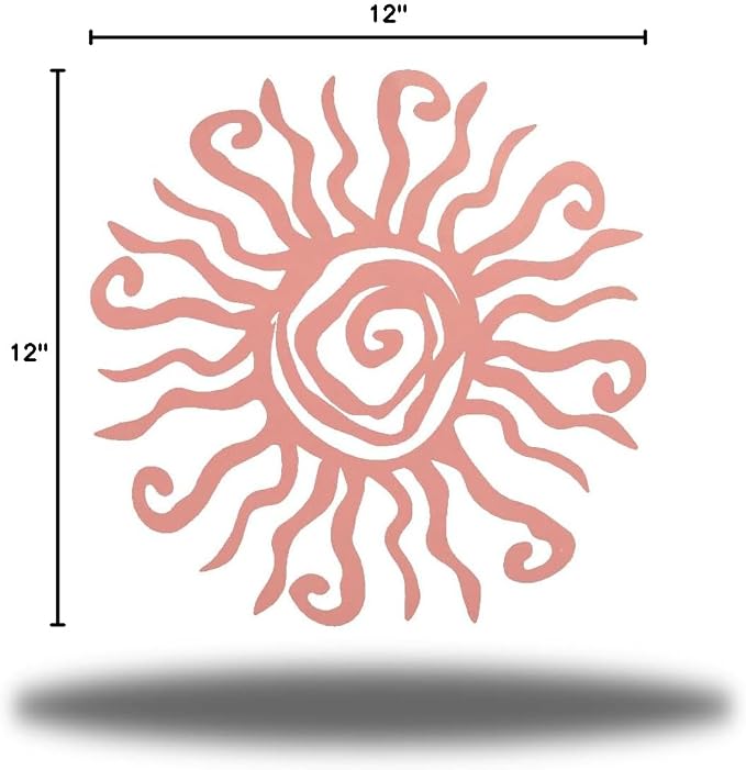 Riverside Designs Wacky Sun Metal Wall Art Indoor/Outdoor Decor - 12" Pink Rust Proof Wall Sculpture - Made in USA - Ideal for Bedroom, Garden, Home, Patio and Farmhouse