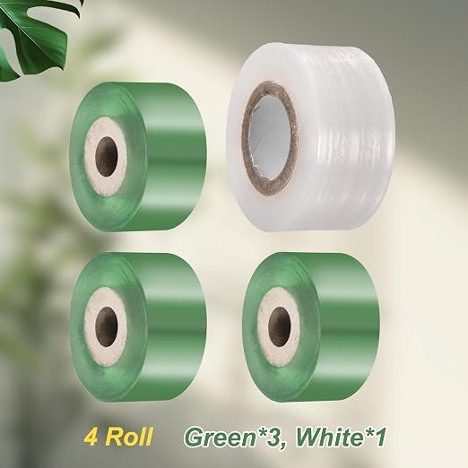 HARFINGTON 2 Rolls Fruit Tree Grafting Tape 2CM 3CM Width 100M Length PE Stretchable Garden Grafting Tool Plants Self Adhesive Floristry Film for Floral Tree and Poly Budding, Green White