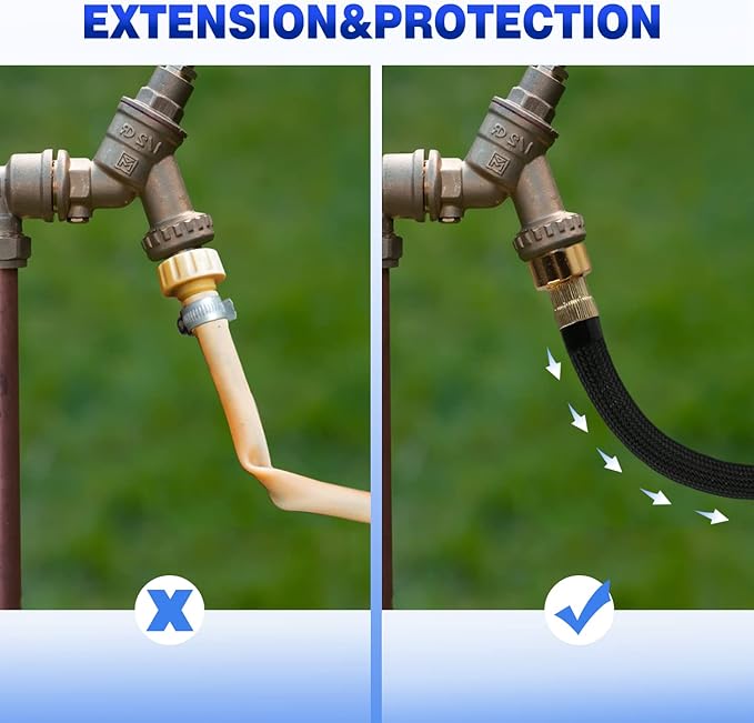 2 PCS 0.8ft Garden Hose Extension Flexible Hose Adapter Short Connector Hose with Integrated Spiral Tube for Hose Reel/RV/Dehumidifier (2)