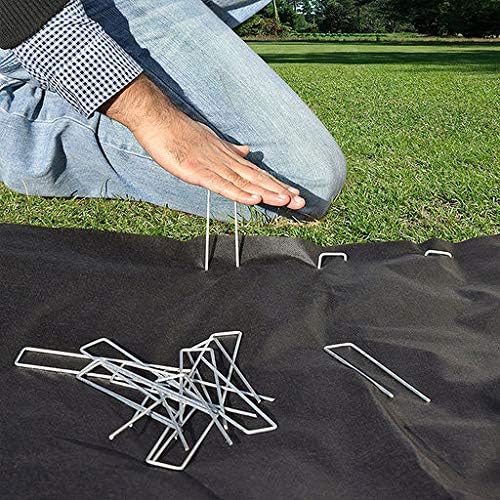 6 Inch Garden Stakes Galvanized Landscape Staples, U-Type Turf Staples for Artificial Grass, Rust Proof Sod Pins Stakes for Securing Fences Weed Barrier, Outdoor Wires Cords Tents Tarps (100 pcs)
