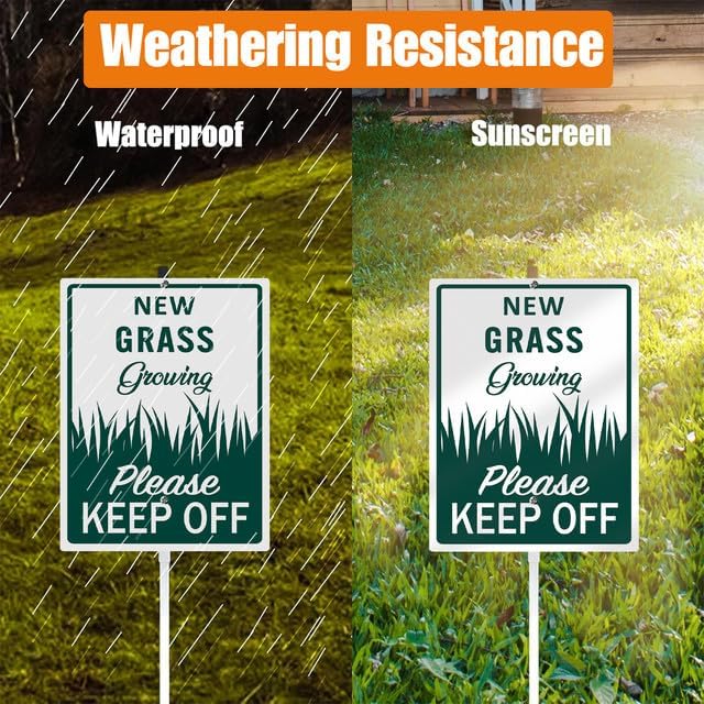 New Grass Growing Please Keep Off Yard Sign With Stake Keep Off Grass Reflective Aluminum Lawn Signs Signs Rust Free Garden Signs (8x12) IN