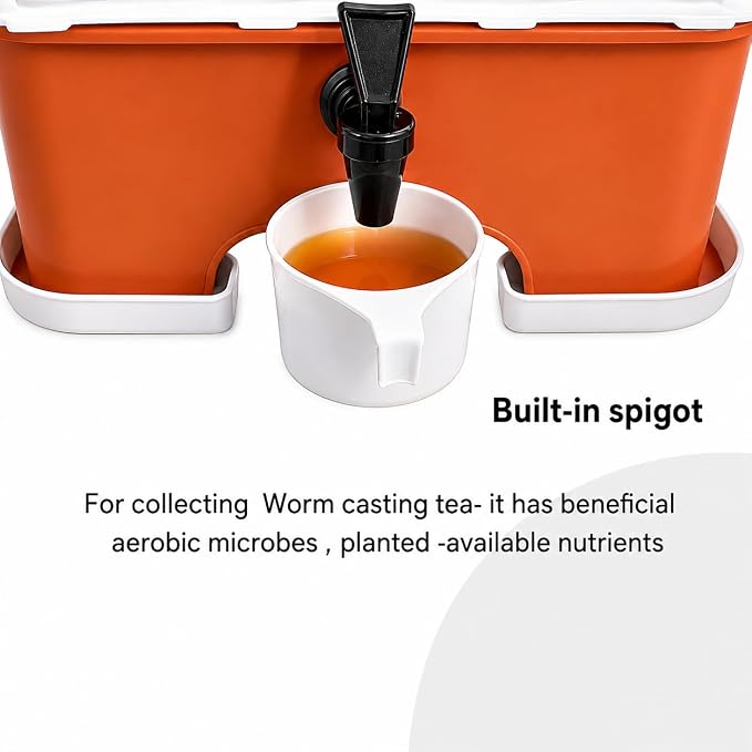 Original Vermihut ® Plus 5 – Tray Worm Composter -Sustainable Design for Both Indoor & Outdoor, Worm Compost Bin for Vermicomposting Starter, Recycling Food Wastes to Save Our Planet-Terracotta
