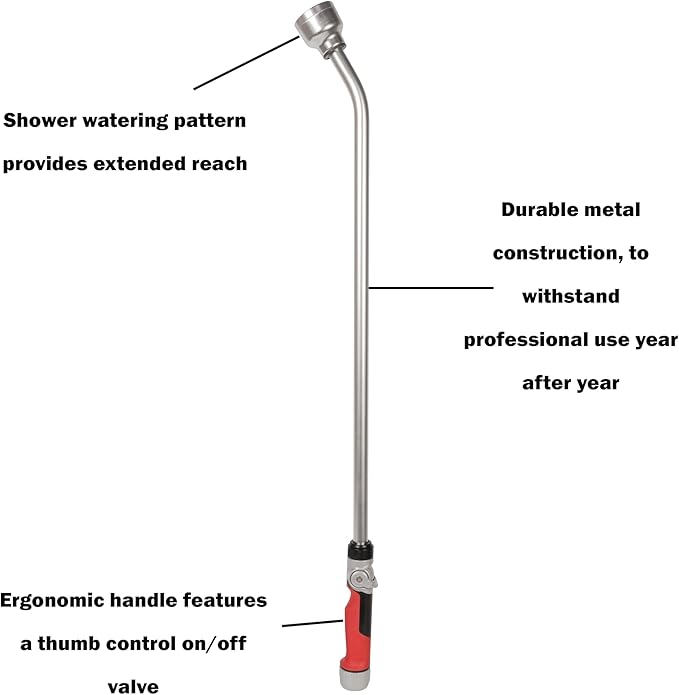 Gilmour Pro 34.75" Heavy Duty Watering Wand Hose Sprayer, Shower Pattern Watering Wand for Garden Hose