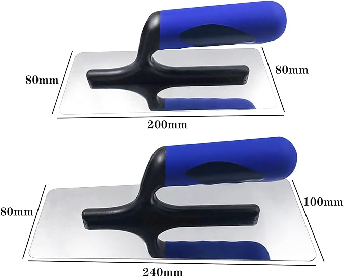 Stainless Steel Venetian Plaster Trowel 2 PC (Small: 200mm x 80mm & Medium: 240mm x 100mm) Paint Plastering Finishing Hand Tools