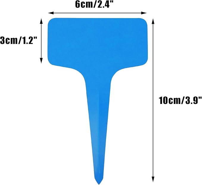 KINGLAKE Blue Plant Labels,100 Pcs 6 x10cm Plastic Plant T-Type Tags Nursery Garden Labels