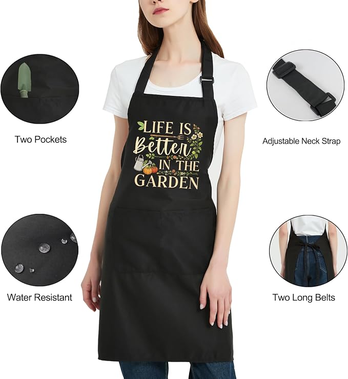 Funny Gardening Apron for Women with Pockets, Garden Gifts for Gardener Plant Lover Mom Grandma Birthday