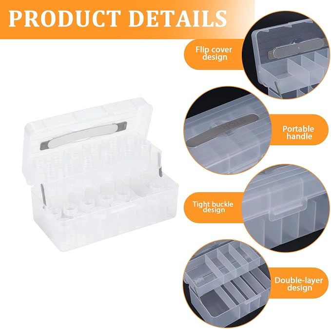 32 Slots Seed Storage Box Organizer with Label Sticker and 2 Tweezers,Portable Garden Seed Saving kit, Packet Organizer for Plant, Flower,Vegetable Seeds