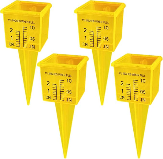 Semetall 4Pcs 1.5" Rain Gauges,Sprinkler Gauge for Outdoor Water Measuring