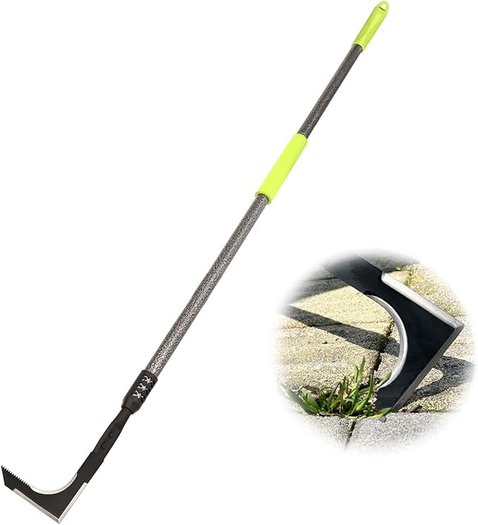 Crack Weeder, 48" Long Handle Crevice Weeding Tool with Soft Foam Grip, Stainless Steel Weed Puller Tool Weeder Tool, Efficient Weed Remover Tool for Sidewalk, Paver, Narrow and Wall Gaps