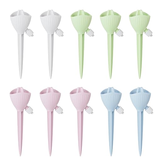 Self Watering Spikes for Plant - Automatic Plant Watering Spikes Devices with Adjustable Control Valve Switch for Indoor & Outdoor Potted Plants! (3 Each of Pink, Green 2 Each of Blue, White)