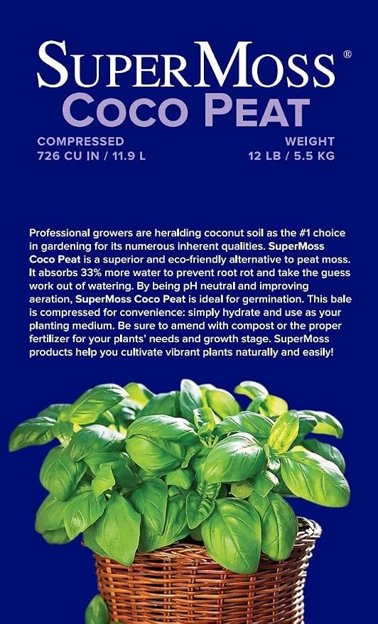 SuperMoss (23274) Coco Peat Soil, Small Bale (2.33 ft3) Natural Brown