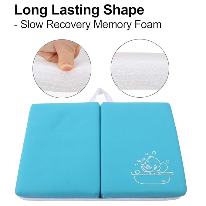 Bath Kneeler Pad - 1.5inch Thick Bath Kneeling Mat Non-Slip Rubber - Large Safety Bathtub Kneeling Pad for Baby Bathtime, Garden Work, Exercise - Foldable Child Bath Tub Mat for Parents