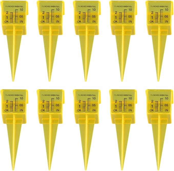 Garden Rain Gauge for Accurate Watering Tracking, Outdoor Lawn Rainfall Collector with Large Readable Scale, Yellow(10pcs)
