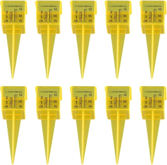 Garden Rain Gauge for Accurate Watering Tracking, Outdoor Lawn Rainfall Collector with Large Readable Scale, Yellow(10pcs)