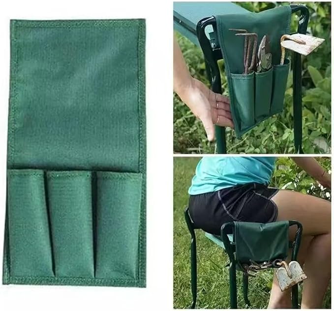 Garden Kneeler Side Bag 2 Pcs – Foldable Oxford Tool Pouch for Garden Kneeler Seat, Portable Gardening Accessories Storage Organizer