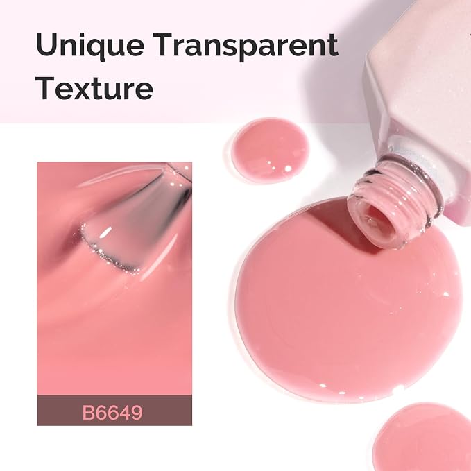 MelodySusie Jeweliver Jelly Gel Nail Polish, 0.5Fl.oz Classic Nude Pink Gel Polish Soak Off UV LED Light Cure Gift for Women Manicure Nail Art DIY at Home B6649