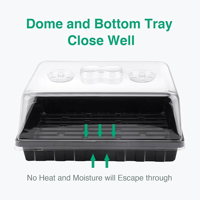 SOLIGT [Thick Plastic] 5-Set Strong Seed Starter Trays with 5" Humidity Domes for Seed Starting, Germination, Seedling Propagation & Plant Growing, Holds 240 Cells in Total