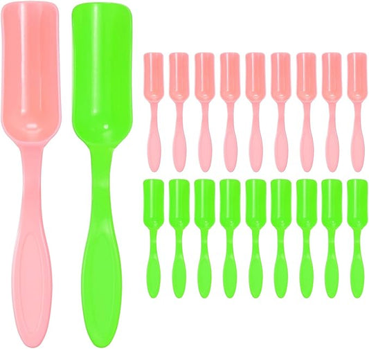 M METERXITY 20-Pack Mini Gardening Shovel Spoons, Plastic Garden Soil Scoops for Cultivation Digging Transplanting/Flower Planting/Plant Succulent, Colorful Small Gardening Tools [Pink, Green]