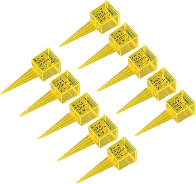 Garden Rain Gauge for Accurate Watering Tracking, Outdoor Lawn Rainfall Collector with Large Readable Scale, Yellow(10pcs)