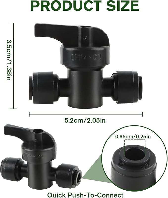 Kalolary 10 Pack Quick Connect Drip Irrigation Valves, 1/4" Drip Irrigation Shut Off Valve Barbed Switch Valves Drip Line Parts for 1/4 Inch Drip Irrigation Tubing Garden Lawn Irrigation System