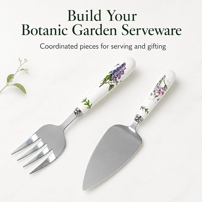 Portmeirion Botanic Garden 9" Pastry Fork - Assorted Floral Motifs, Stainless Steel with Porcelain Handles, Chip-Resistant Glaze - Elegant Tableware for Sunday Brunch or Afternoon Tea