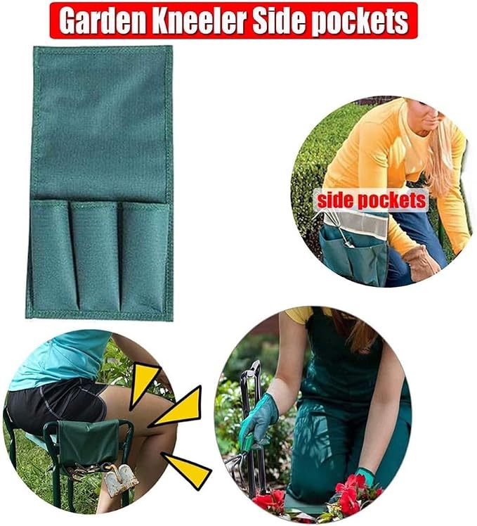 Garden Kneeler Side Bag 2 Pcs – Foldable Oxford Tool Pouch for Garden Kneeler Seat, Portable Gardening Accessories Storage Organizer