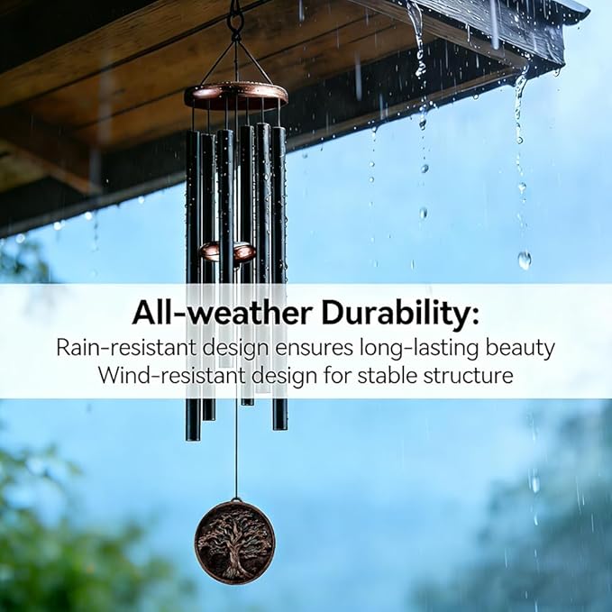 Wind Chimes for Outside, Vintage Deep Tone Tree of Life Wind Chime, for Dad, Meaningful Birthday Gift for Men, Garden Patio Decor (32" Tree of Life)
