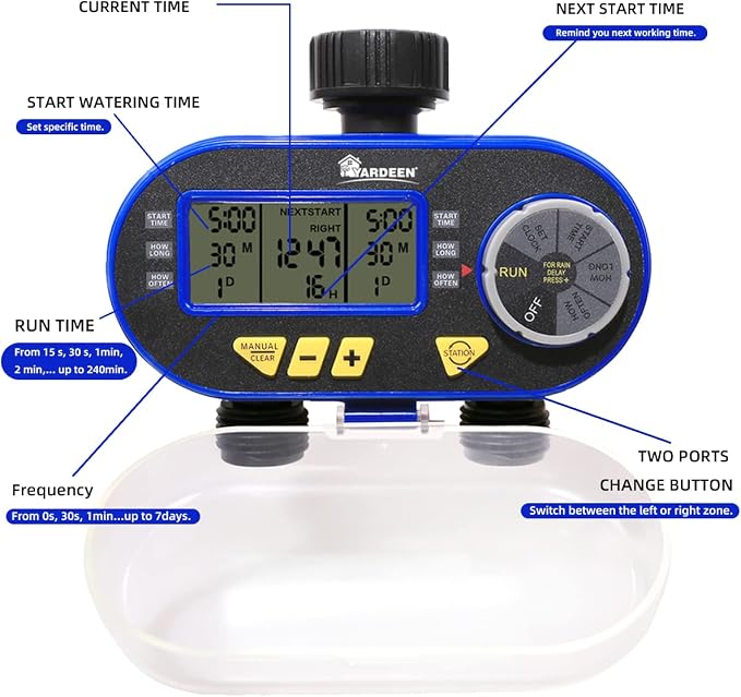 Sprinkler Timer,Outdoor Water Timer for Garden Hose, Programmable with Rain Dela Garden Electronic Irrigation Controller System Color Blue