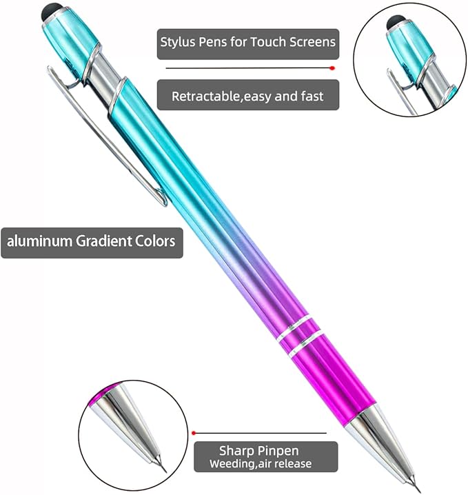 3 Pieces Pin Pen Weeding Pen Tool for Vinyl, Precision Weeding Pen Tools Quick Air Release Tool Pinpen Vinyl Pen Weeder Touch Screen Pen (Gradient Color, 3)