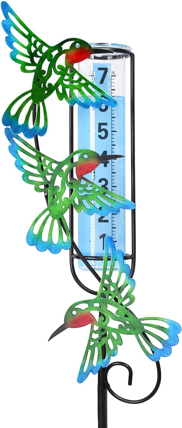 MUMTOP Rain Gauge Outdoor Hummingbird, 36 Inch Large Number Easy Read Water Measure Gauge for Lawn, Yard and Garden(Hummingbird)