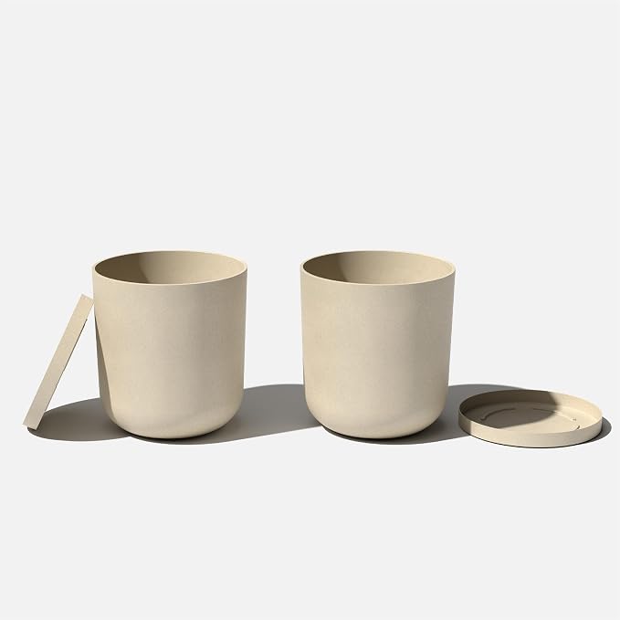 Veradek Mason Series Lima Planter - Round Planter for Indoor or Outdoor Porch/Garden | Made from Plastic-Stone Composite with Drainage Holes | Modern Décor for Succulents, Flowers, Small Plants