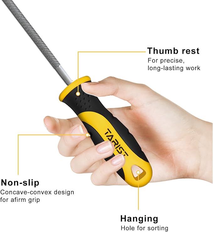 TARIST 8 inch Round Metal File, Professional Carbon Steel rat tail file, Tool Sharpener for Professionals and DIY (8 inch)
