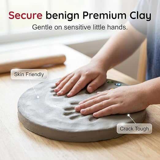 DIY Handprint Stepping Stone Kit for Family, Large Garden Stone Kit Personalized Keepsake, Weatherproof Craft Gift Set for Indoor Outdoor Display (8.66 Inch)