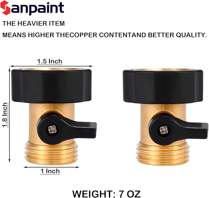 Water Hose Shut Off Valve, 4 Pack Heavy Duty 3/4 Inch Solid Brass Garden Hose Connector