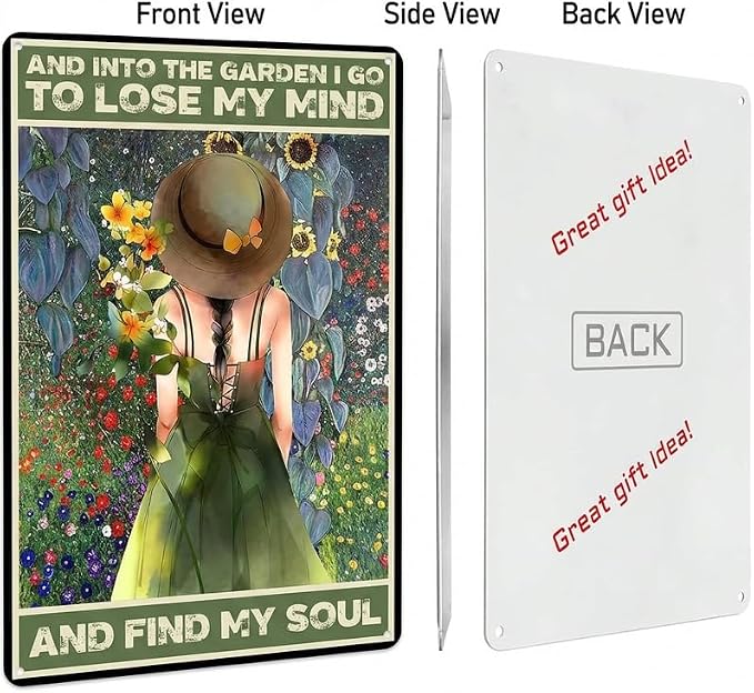 Gardening Gifts for Women, Set of 3 Funny Metal Garden Signs, Outdoor Garden Decor for Outside Yard Patio, Gifts for Gardeners Woman, Vintage Art Accessories, 8x12 Inch (3-Pack Complete Set)