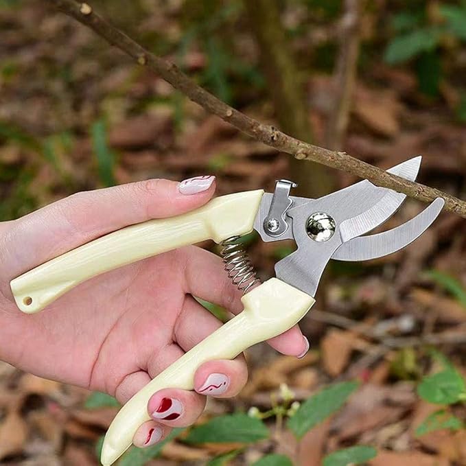 2-Pack Premium Gardening Pruning Shears Set - Includes Straight Blade Scissors & Bypass Pruner - Stainless Steel Blades for Easy Trimming, Cutting Branches, Flowers & Fruits