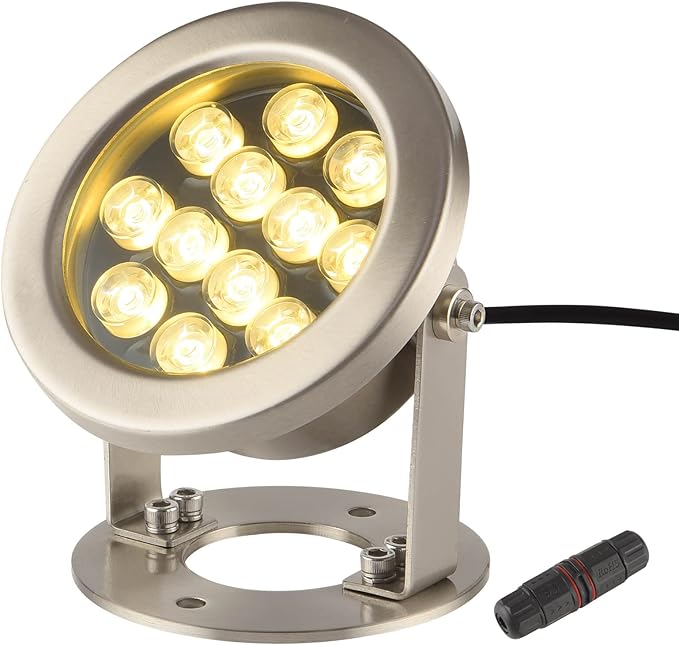 JSN&PC LED Underwater Lights 24W Warm White Color Pond Light for Party Swimming Pool Home Garden Fountain Water Rockery Grass Land