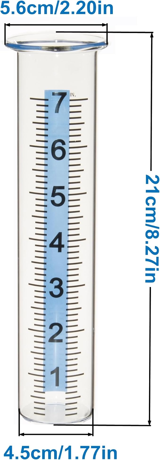 7" Capacity Rain Gauge Glass Replacement Tube with Lid Design for Yard Garden Outdoor Home (01)