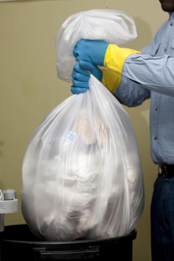 Aluf Plastics 12-16 Gallon 1 MIL (eq) Clear Heavy Duty Garbage Bags - 22" x 31" - Pack of 500 - For Industrial, Recycling, Storage, & Outdoor