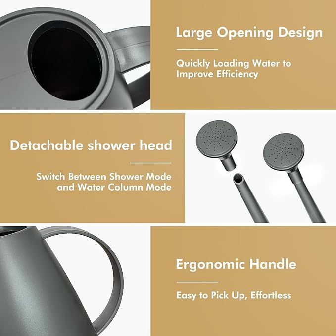 Watering Can,Long Spout Water Cans for Indoor and Outdoor Garden,Plants Water Cans for Flower & shrubs - 1.8L/1/2 Gallon (Gray)