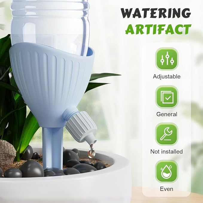 Self Watering Spikes, 4/8 Pack Automatic Plant Waterer with Adjustable Valve, Drip Irrigation Stakes for Indoor & Outdoor Plants, Self Watering Insert Devices for Garden, Vacation (4, Green)