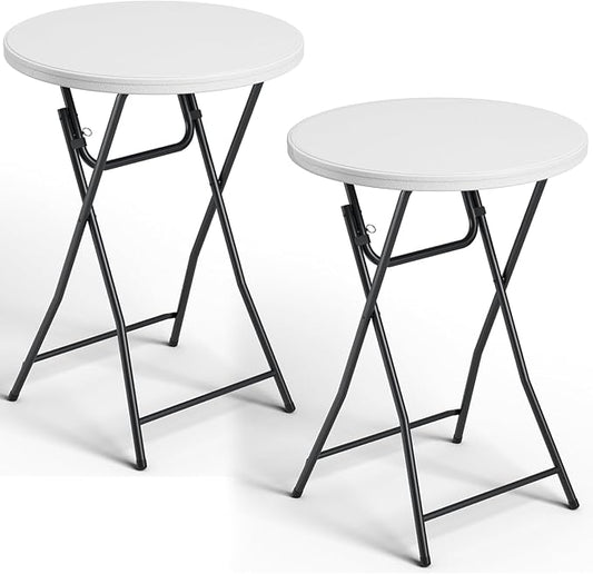 Folding Table 2 Pack, 32 Inch Foldable Cocktail Bar, High Top Round Folding Bar Tables No Assembly, Portable Bistro & Commercial Event Furniture for Wedding, Banquet, Party, Indoor Outdoor Use