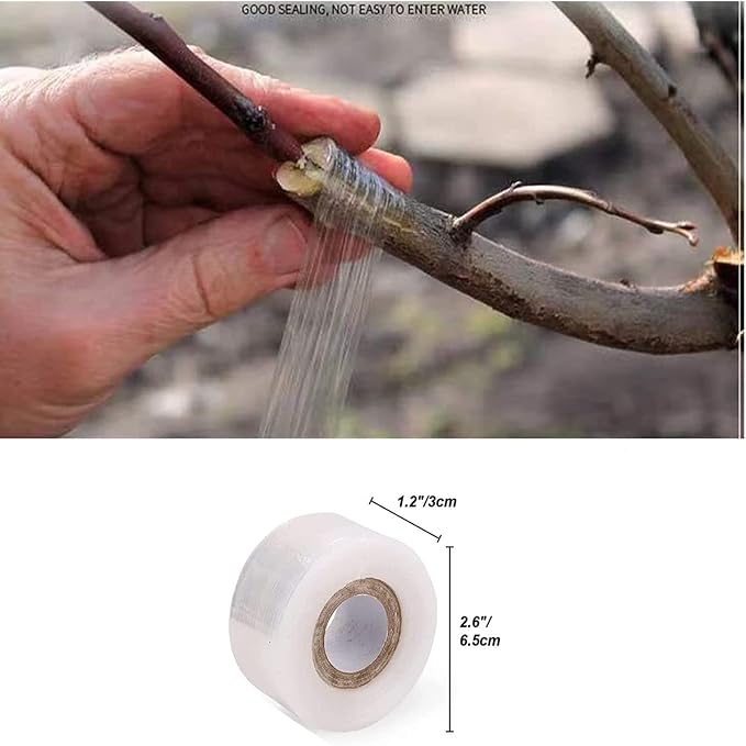 Garden Grafting Tape Plant Repair Tapes 3cm, Stretchable Self-Grafting Clear Film for Fruit, Floral, Tree and Plants (3 PCS)