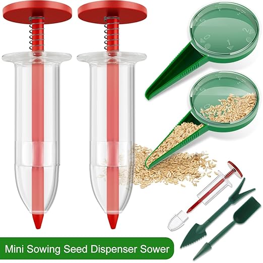 6Pcs Mini Sowing Seed Dispenser, Seed Planter Tool, Handheld Seed Planter, Seed Sower Tool, Reusable Seedlings Dibber and Widger Set with Seedlings Dibber Widger for Spreading