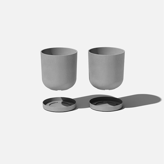 Veradek Mason Series Lima Planter - Round Planter for Indoor or Outdoor Porch/Garden | Made from Plastic-Stone Composite with Drainage Holes | Modern Décor for Succulents, Flowers, Small Plants